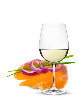 A Glass of Wine and Salmon